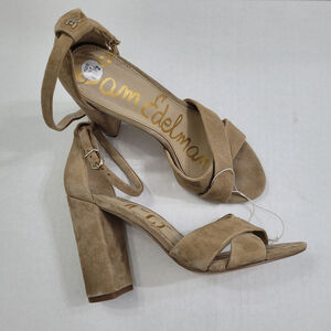 Sam Edelman Yancy Block Heel Ankle Strap Suede Sandals in Oatmeal Size 8.5 NWOT